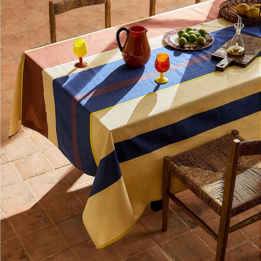 Zara Home Collagerie Striped Cotton Tablecloth